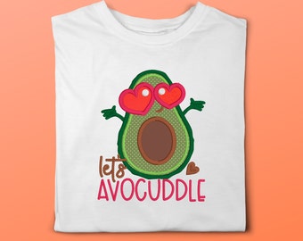 Valentine's day embroidered outfit; Valentine's day shirt; Valentine's day funny avocado; Valentine's day children's outfit