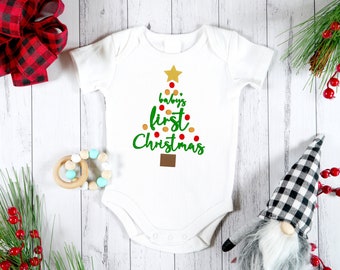Embroidered Christmas baby onesie, First Christmas, Baby's first Christmas