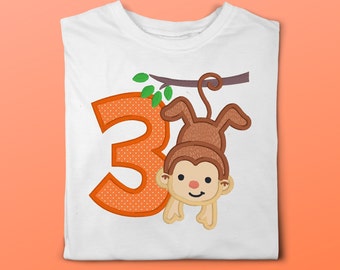 Embroidered Birthday Bodysuit or T-Shirt; Custom birthday outfit; Birthday monkey