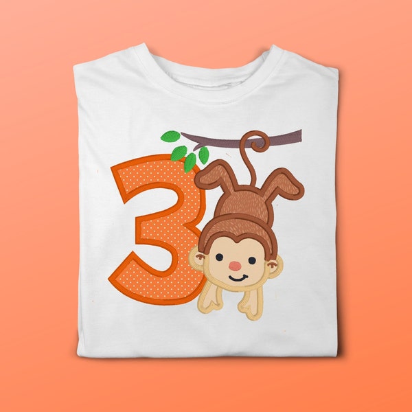 Embroidered Birthday Bodysuit or T-Shirt; Custom birthday outfit; Birthday monkey
