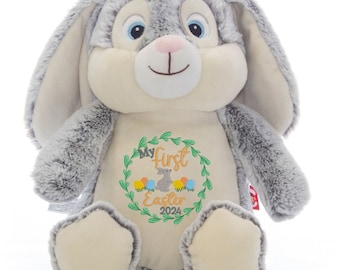 Gepersonaliseerde geborduurde paashaas; Eerste paashaas; Nieuw babycadeau