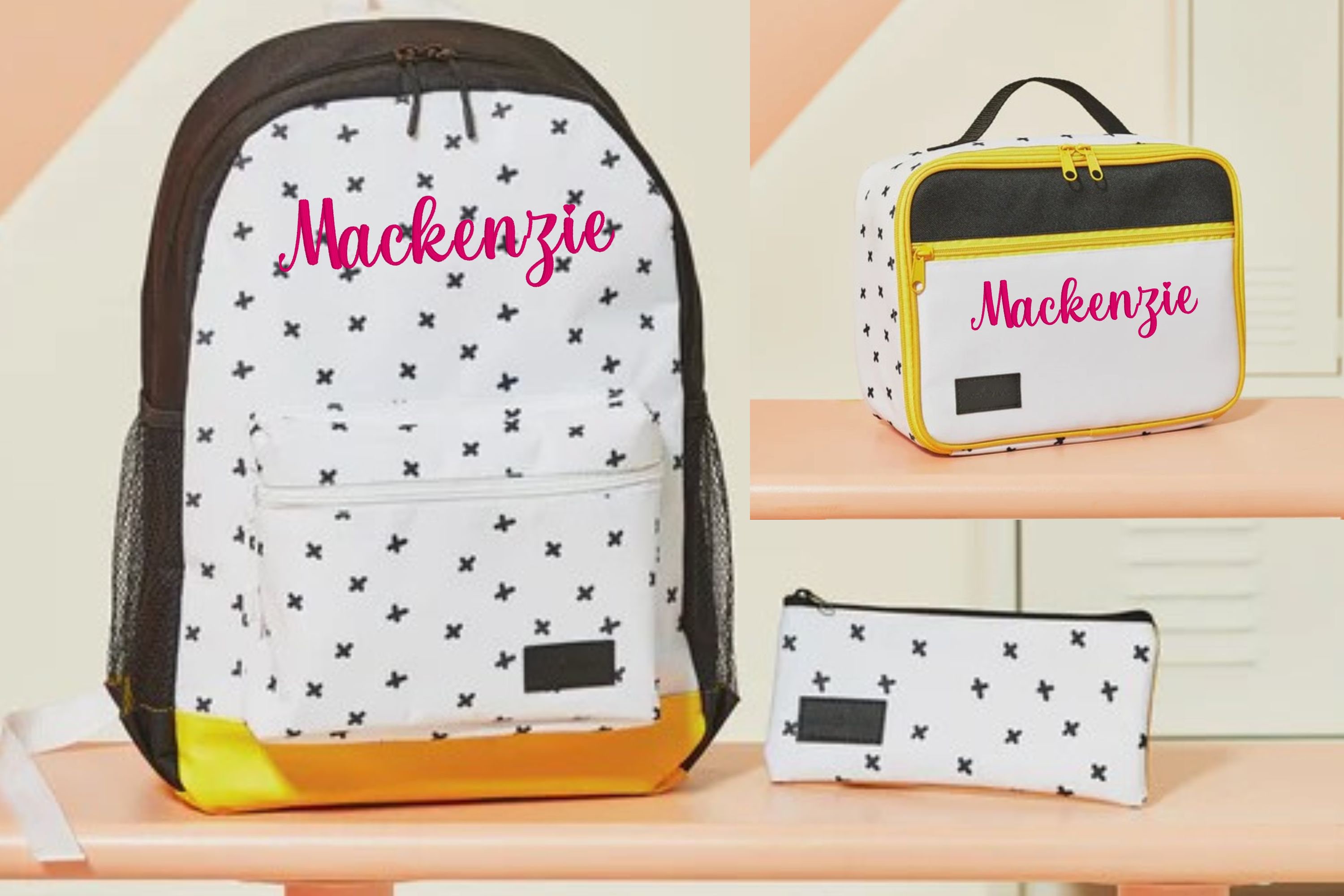 3-Piece Personalized Initial Backpack Set with Lunch Bag and Pencil Case, YTM Kids School Backpack Set, 3 in 1 Bookbag with Lunch Box  main image 2