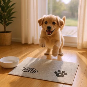 Personalized Embroidered Dog or Cat Dish Mat; Custom Embroidered Doggie/Cat Placemat - Perfect Gift for Pet Lovers