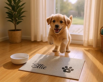 Personalized Embroidered Dog or Cat Dish Mat; Custom Embroidered Doggie/Cat Placemat - Perfect Gift for Pet Lovers