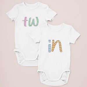 Twins embroidered baby outfits; Twins embroidered toddler/youth t-shirt; Twins Baby Clothes, Twins Matching Outfit; Boy Twins, Girl Twins