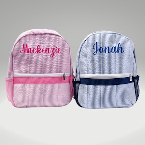 Sac à dos personnalisé pour enfants ; Nom ou sac à dos monogrammé ; Sac d'école/garderie personnalisé ; Sac à dos Seersucker pour tout-petits et enfants d'âge préscolaire