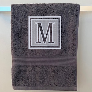 Monogramed hand towel; Custom embroidered monogram towel; Personalized hand towel