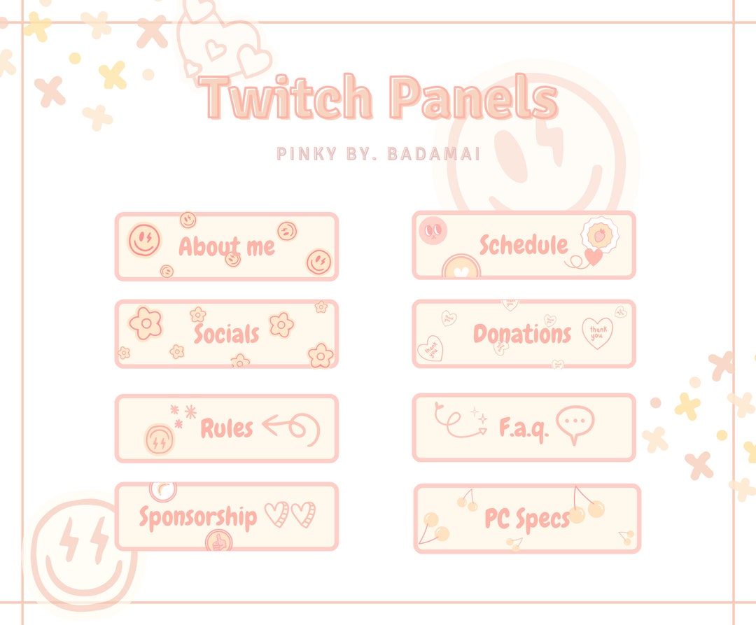 Cute Pastel Pink Twitch Panels (x8) Etsy