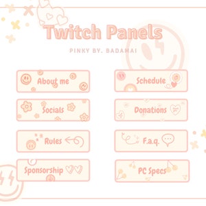 Cute Pastel Pink Twitch Panels (x8)
