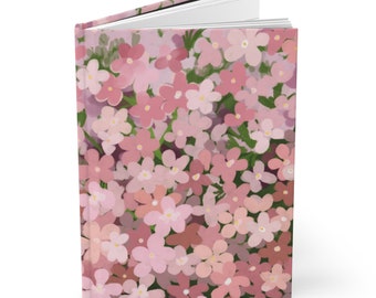 Hardcover Journal Pink Flowers Girly Notebook Floral Cover Journal Floral Pattern Lined Notebook Flower Art