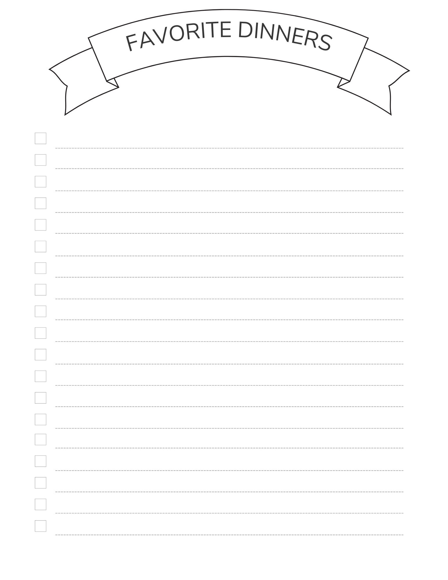 Printable Favorite Meals Sheet, Instant Download, Printable Favorites ...