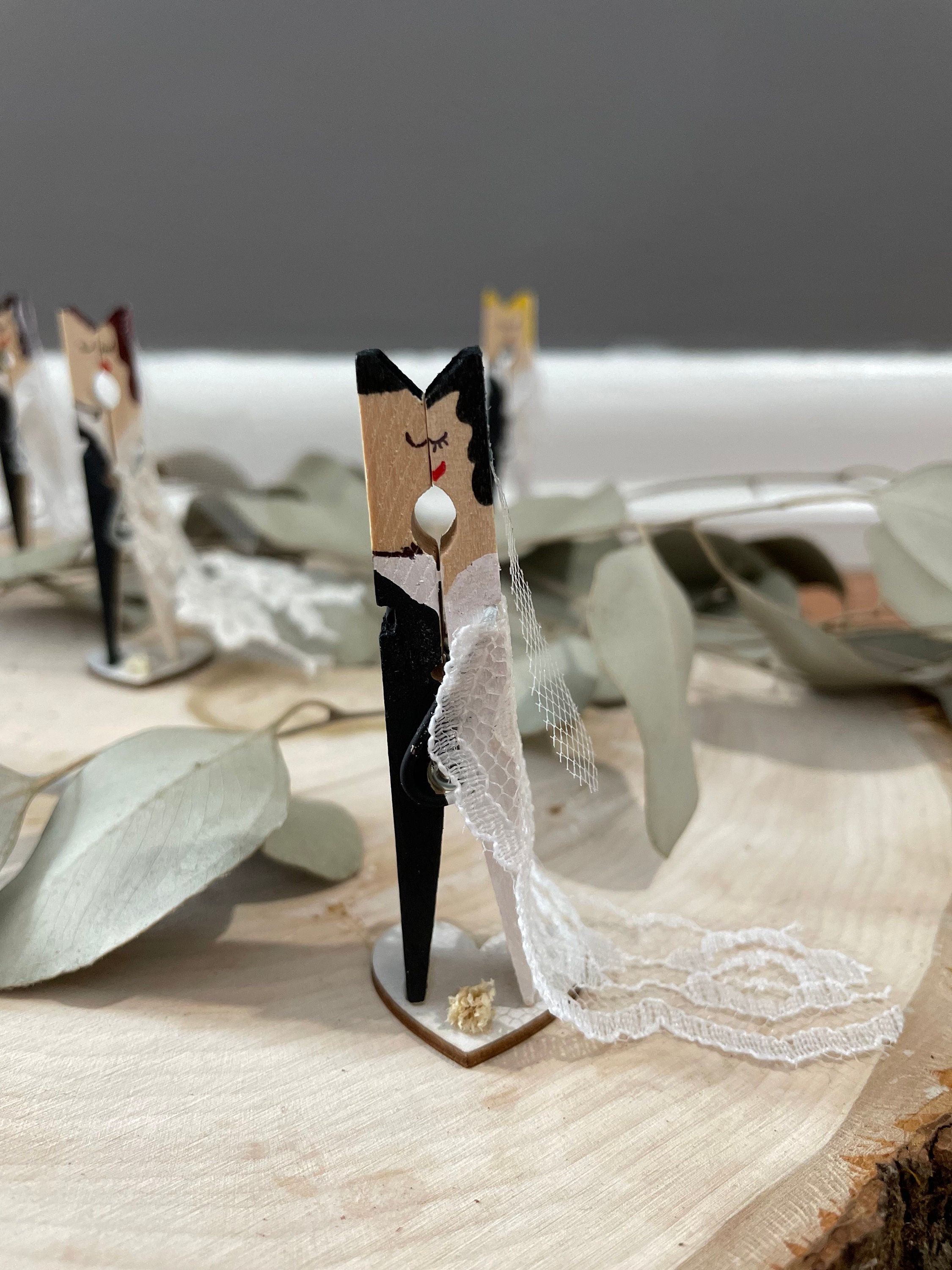 Bride and Groom Kissing Wooden Clothespin Wedding Decor Etsy