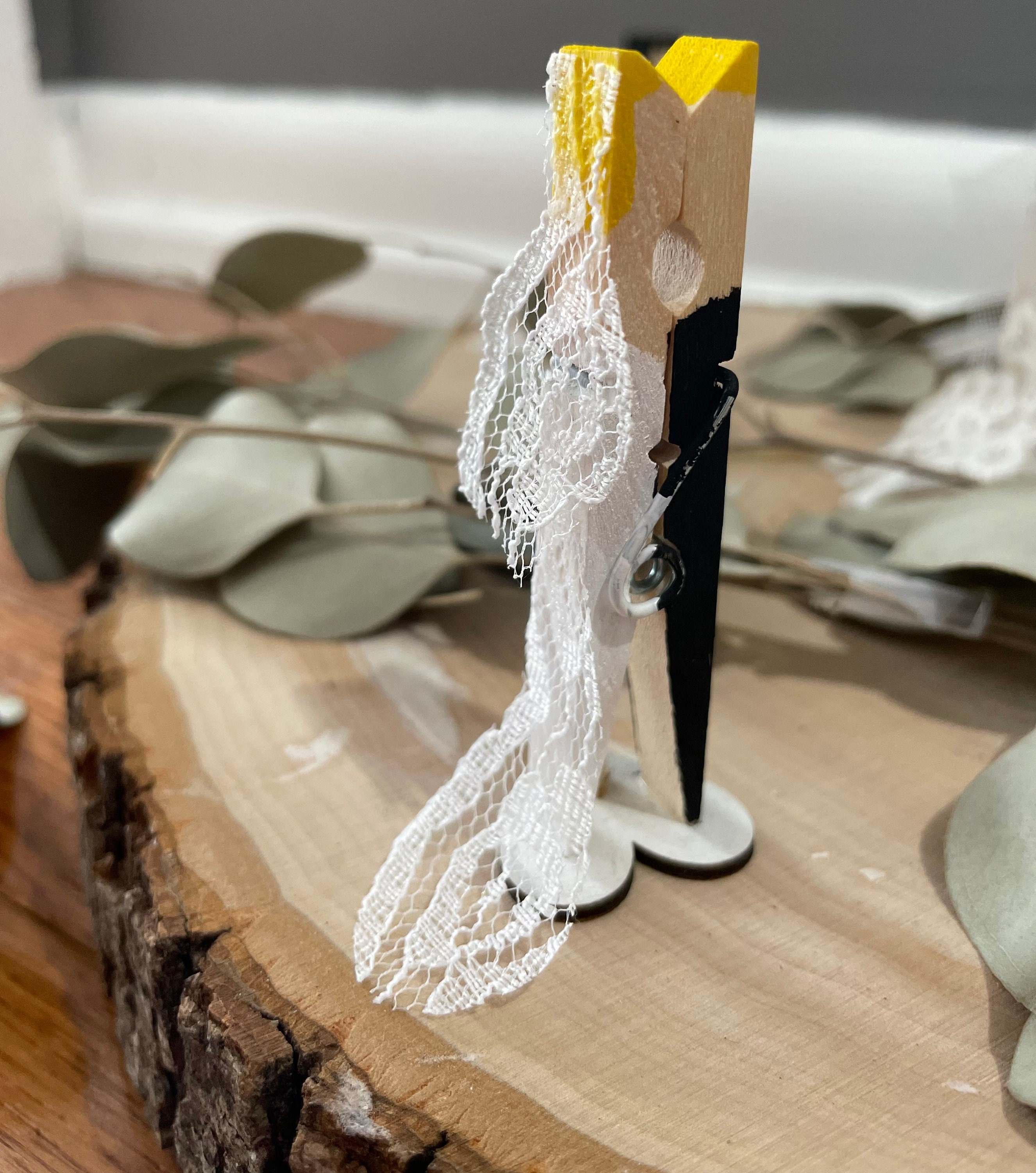 Bride and Groom Kissing Wooden Clothespin Wedding Decor Etsy