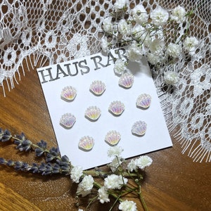 Seashell Bridal Veil Weights | Iridescent White | Magnetic Veil Weights | Set of 10