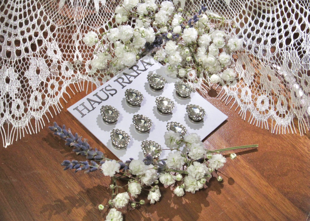 Teardrop Crystal Bridal Veil Weights Diamondlike Silver Etsy