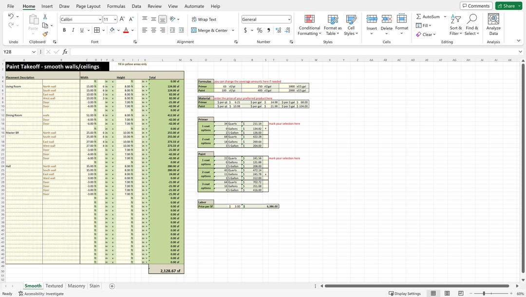 Paint and Primer Estimate & Takeoff Etsy
