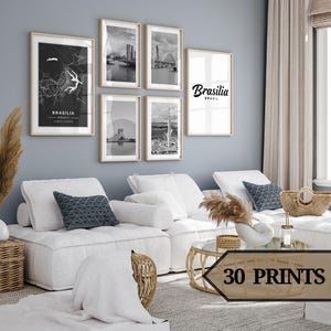 Brasilia poster set of 30,brasilia wall art,brasilia decor,brasilia map,brazil.