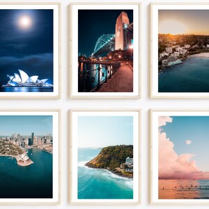Sydney australia set of 6 print,sydney australia wall art set,sydney artwork,australia poster,ocean print australia,digital download