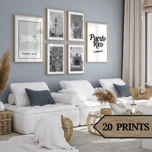 Black and white Puerto Rico wall art prints,Puerto Rico poster,Puerto Rico photo frame,Puerto Rico vintage,set of 20.