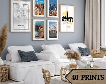 Napoli poster,Napoli italy wall art,napoli art,set of 40 digital download prints.