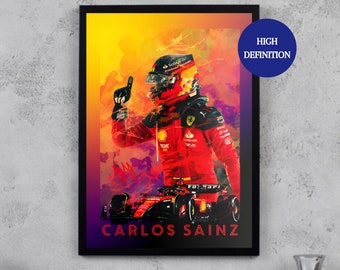 Affiche Carlos Sainz, Sainz, F1 Carlos Sainz, affiches de formule 1, impression de formule 1, mur de formule 1, affiche de formule 1 ferrari