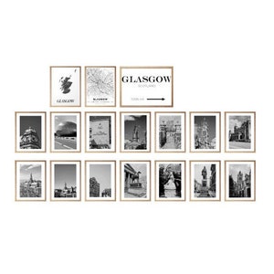 Glasgow print,glasgow art,glasgow poster,glasgow map,glasgow wall art,glasgow photo,glasgow scotland,set of 17 prints