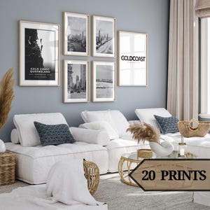 Set di 25 stampe artistiche da parete della Gold Coast, foto della Gold Coast, mappa della Gold Coast, Queensland, Australia