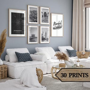 Marrakesch-Druckset mit 30 Stück, Marrakesch-Wandkunst, Marrakesch-Plakat, Marrakesch-Karte, Marrakesch-Marokko