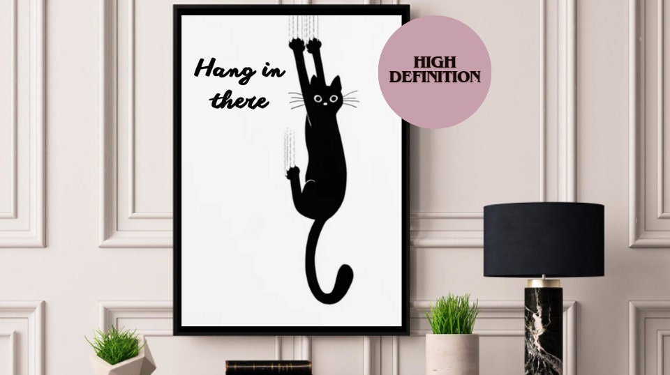 Hang in There Cat Poster Set,hang in There Print,cat Meme Poster,cute ...