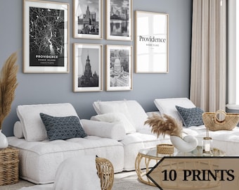 Providence rhode island print,providence rhode island wall art,providence poster,providence ri map,set of 10.