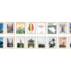 Brussel print, Brussel poster, Brussel kunst, Brussel ornament, Brussel belgische kunst, belgische prints, set van 16 prints.