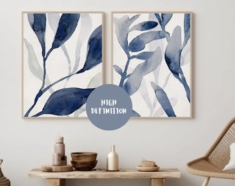 Blue abstract Print Set,Modern Abstract Art Prints, Printable Navy Blue Wall Decor,blue poster set,blue wall aesthetic prints.