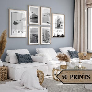 Cyprus print set of 50 prints,cyprus poster,cyprus art,cyprus wall art,cyprus map,cyprus black and white photo set.