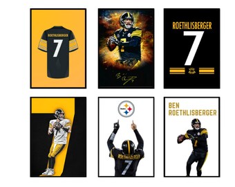 Ben roethlisberger poster set,Pittsburgh Steelers, NFL Poster, Sports Poster, NFL Fans, Football Poster, NFL Wall Art.