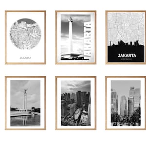 Jakarta,Jakarta travel print,jakarta print,jakarta wall art,jakarta map,indonesia poster,set of 10 prints.