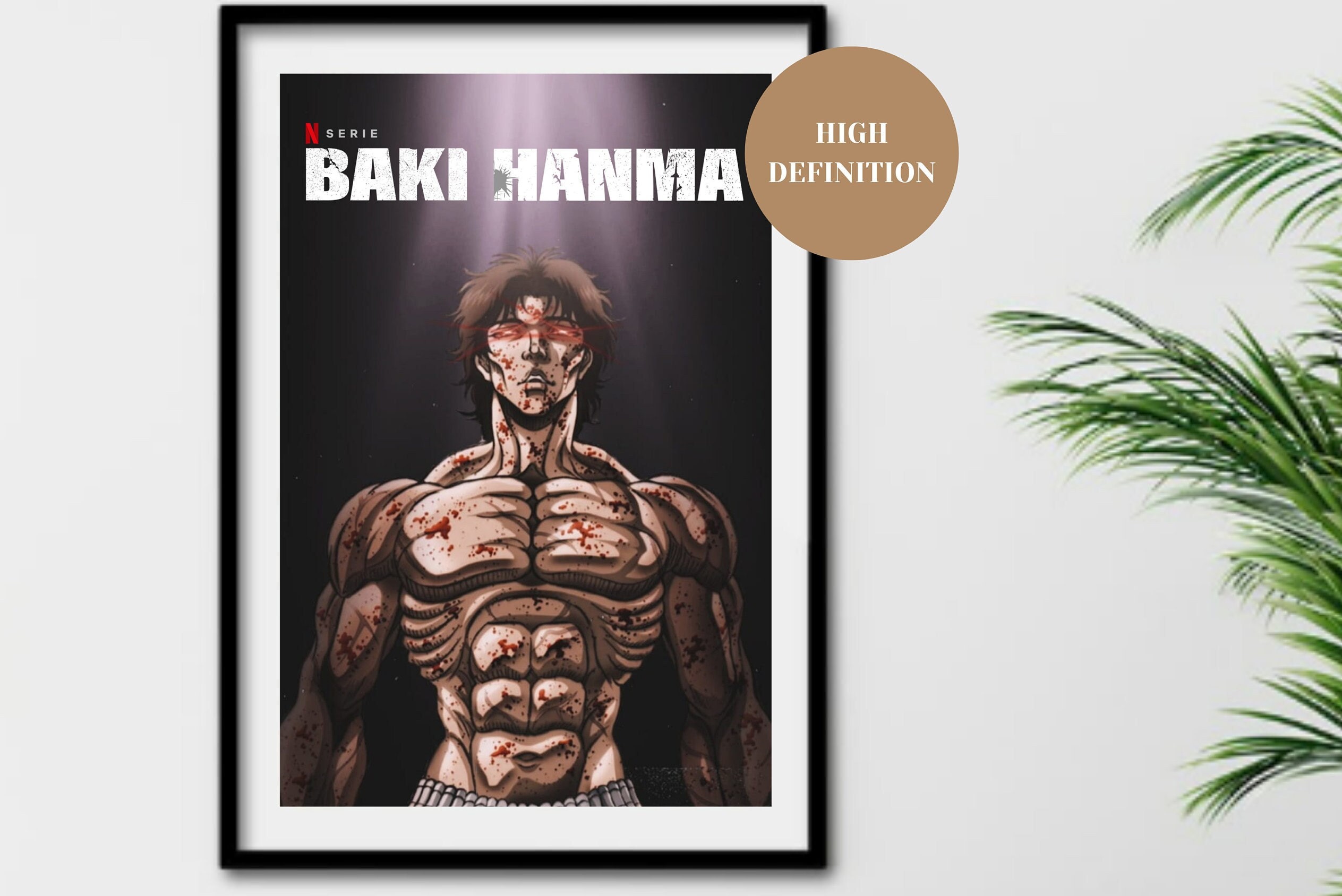 Japanese Anime Baki Hanma Comics Poster Self-adhesive Art Retro