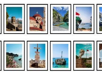 Albania wall art set of 12 prints for decorating a modern home,albania art,albanian decor,digital download.