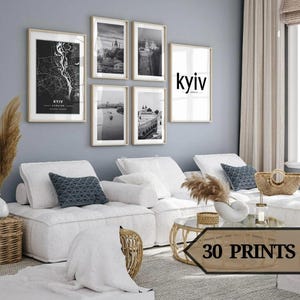Kyiv wall art print set of 30,kyiv map,kyiv photo,kyiv skyline,kyiv decor,ukraine