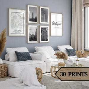 Stuttgart vintage poster set of 30,stuttgart wall art,stuttgart print,stuttgart decor,stuttgart map,germany.