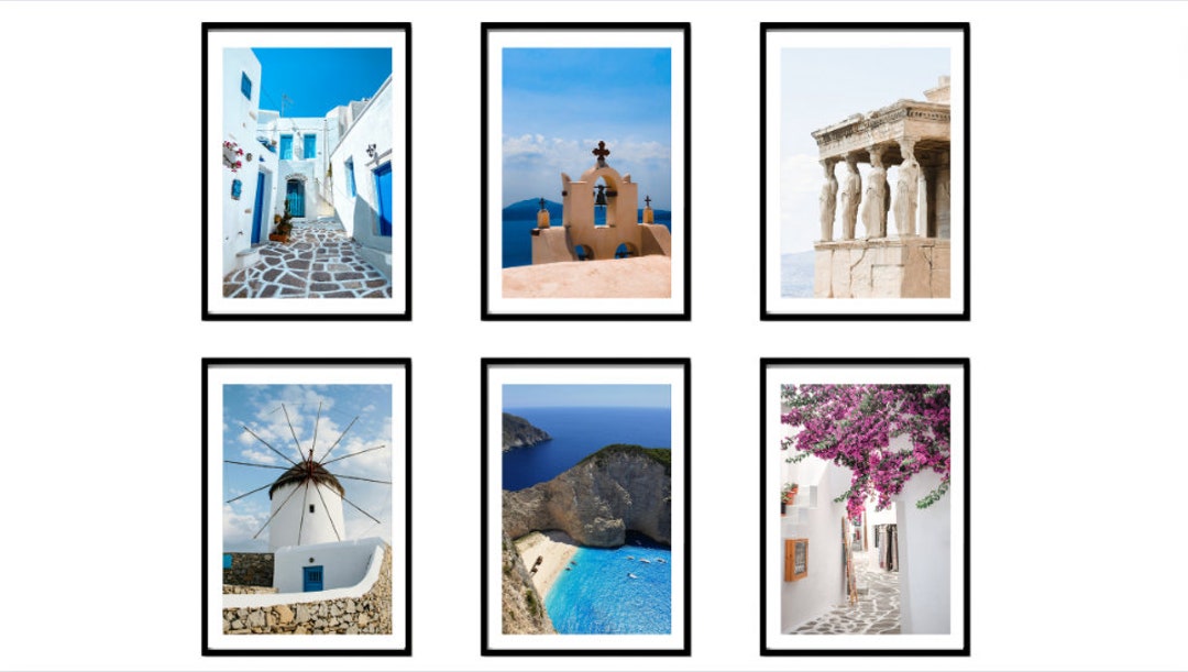Greece Wall Art ,greece Set of 6 Prints, Mediterranean Wall Decor