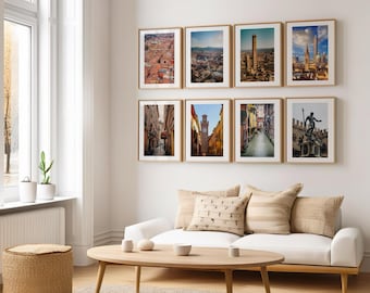 ボローニャのポスター、ボローニャのアート、ボローニャのプリント、ボローニャの装飾、ボローニャの旅行、イタリア、8 枚セット。