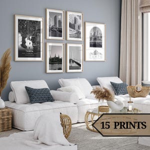 Wydruk Tampa Floryda, plakat Tampa Floryda, fotografia Tampa, wydruk artystyczny Tampa, dzieło sztuki Tampa, zestaw 15 czarno-białych wydruków cyfrowych.