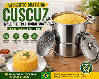 Brazilian Cuscuzeira for Induction | Stainless Steel Cuscuz Pot | Traditional Brazilian Couscous Cooker