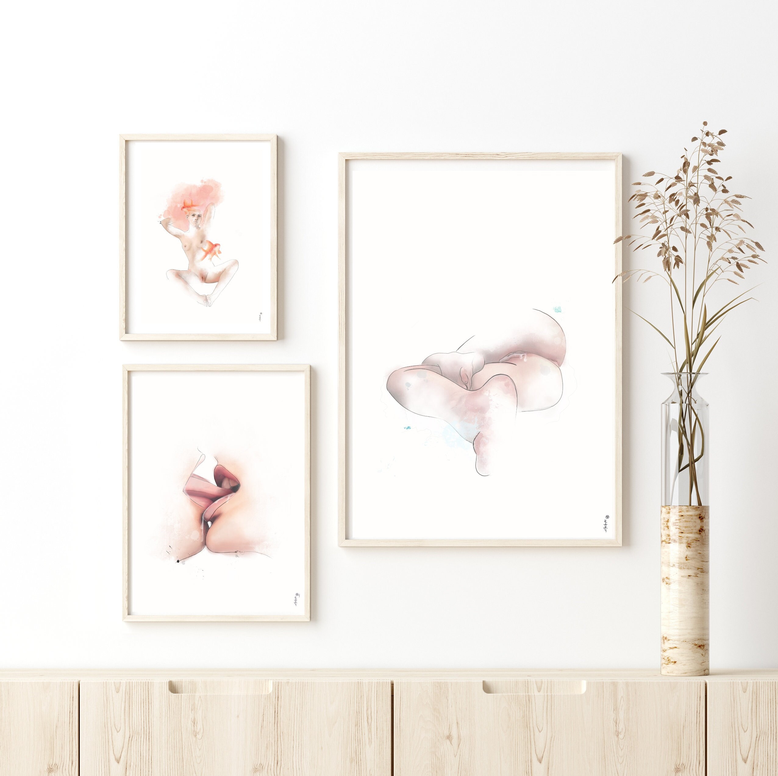Erotic Illustration, Orgasms Print, Intimite Art, Intimate Couple Art ...