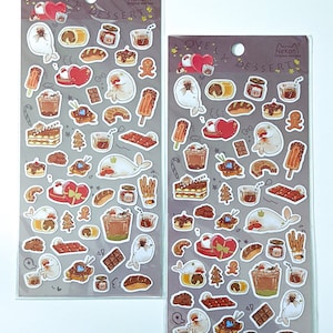 cute japanese chocolate dessert seal sticker sheet | nekoni