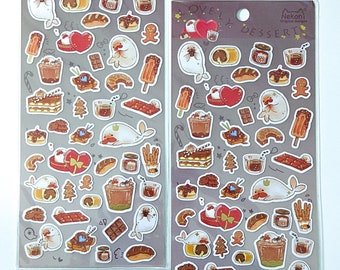 cute japanese chocolate dessert seal sticker sheet | nekoni