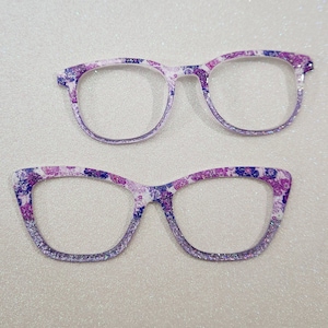 Purple Floral Split Sparkle Custom Magnetic Glasses Topper