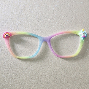 Rainbow Unicorn Cotton candy Custom Magnetic Glasses Topper