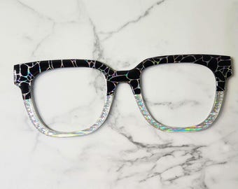 Black Crackle and Silver Holographic Split Magnetic Topper