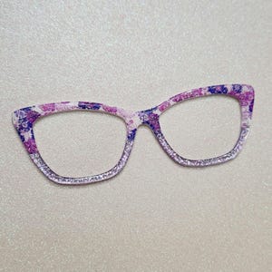 Purple Floral Split Sparkle Custom Magnetic Glasses Topper
